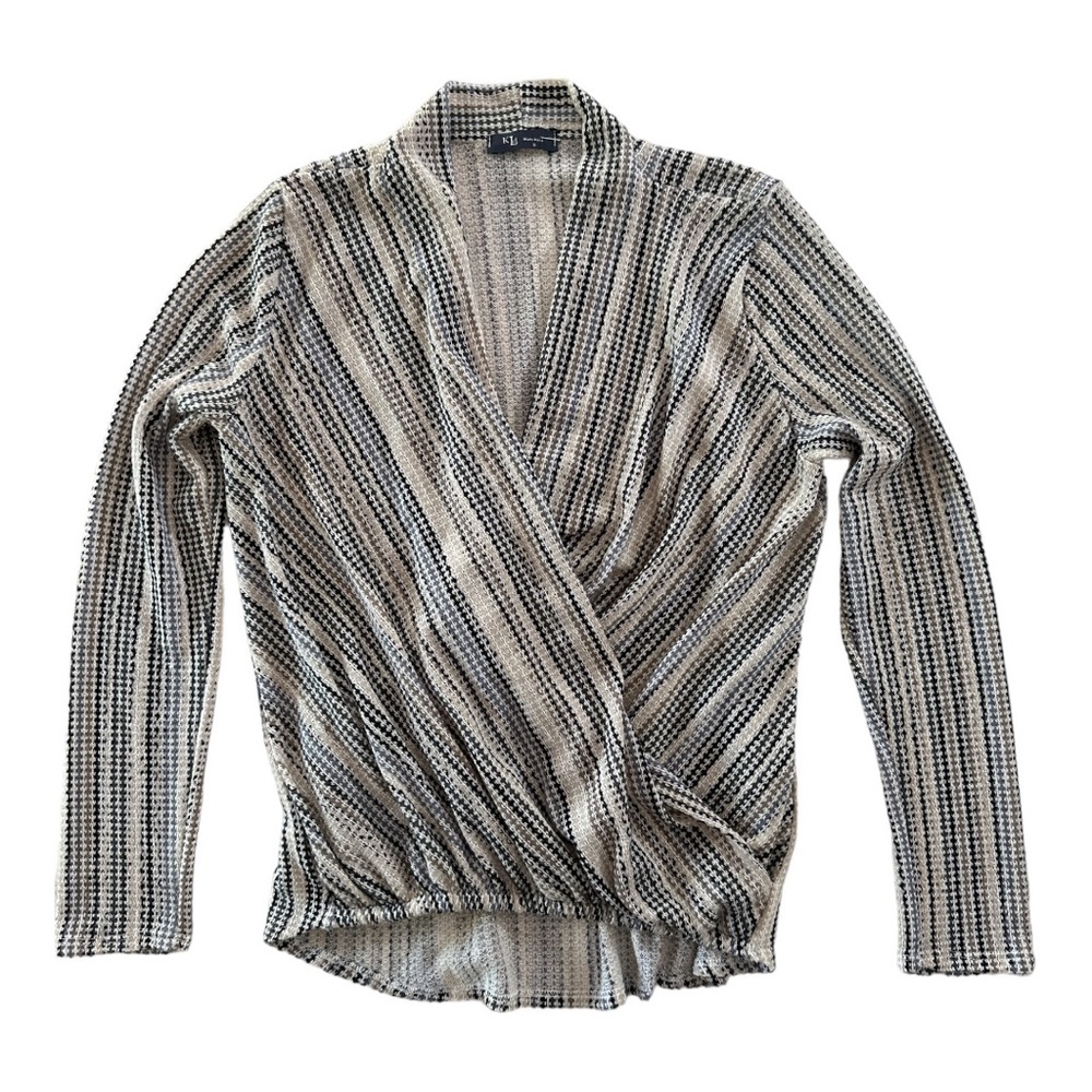 KLd, faux wrap sweater Sz Sm
